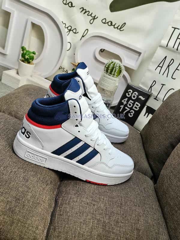 Adidas Hoops 3.0 Mid "White Vivid Red" - Cloud White/Legend Ink/Vivid Red - GY5543 Classic Neo Shoes