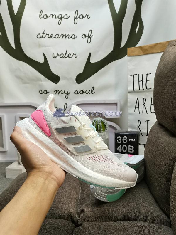 Adidas PureBoost 22 "White Beam Pink" - Cloud White/Silver Metallic/Beam Pink - HQ1457 Classic Running Shoes